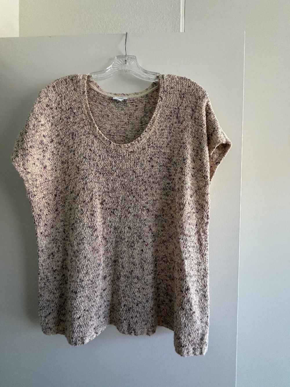 J. Jill Cap Sleeve Tweed like Sweater in Tan